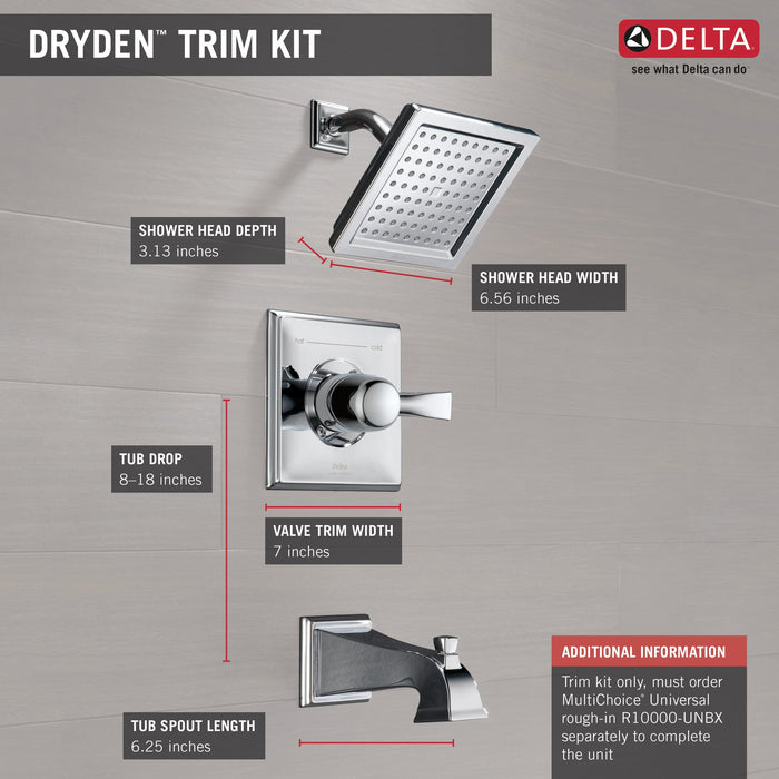 Delta Dryden T14451 Monitor 14 Series Tub & Shower Trim, chrome - view 4