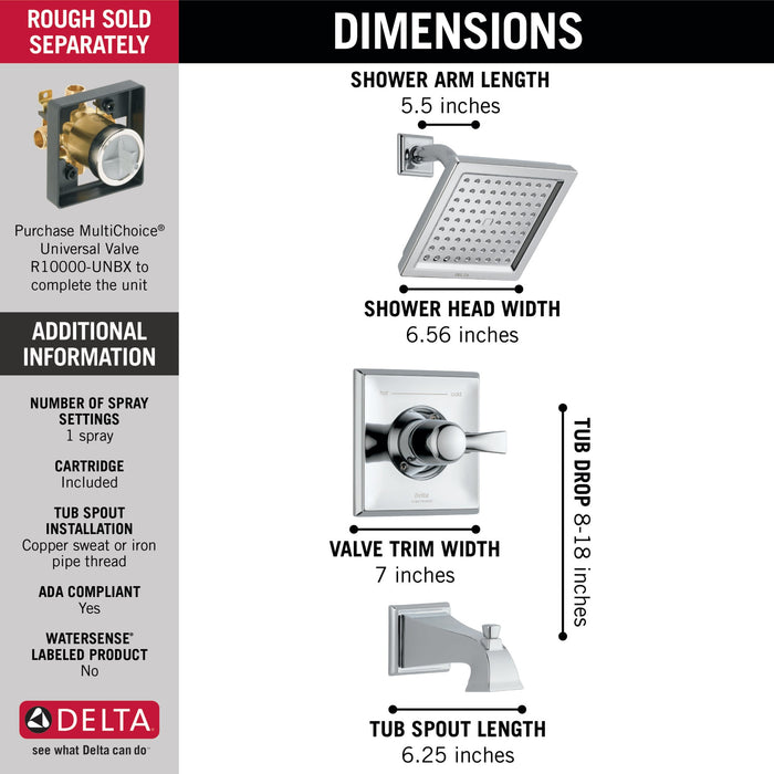 Delta Dryden T14451 Monitor 14 Series Tub & Shower Trim, chrome - view 5