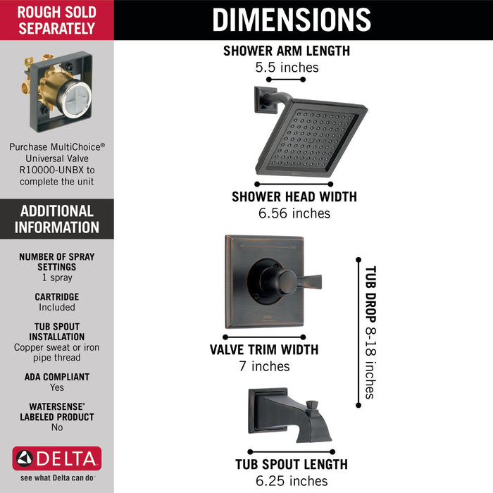 Delta Dryden T14451 Monitor 14 Series Tub & Shower Trim, venetian bronze - view 5