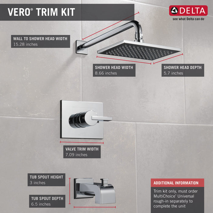 Delta Vero T14453 Monitor 14 Series Tub & Shower Trim, chrome - view 4