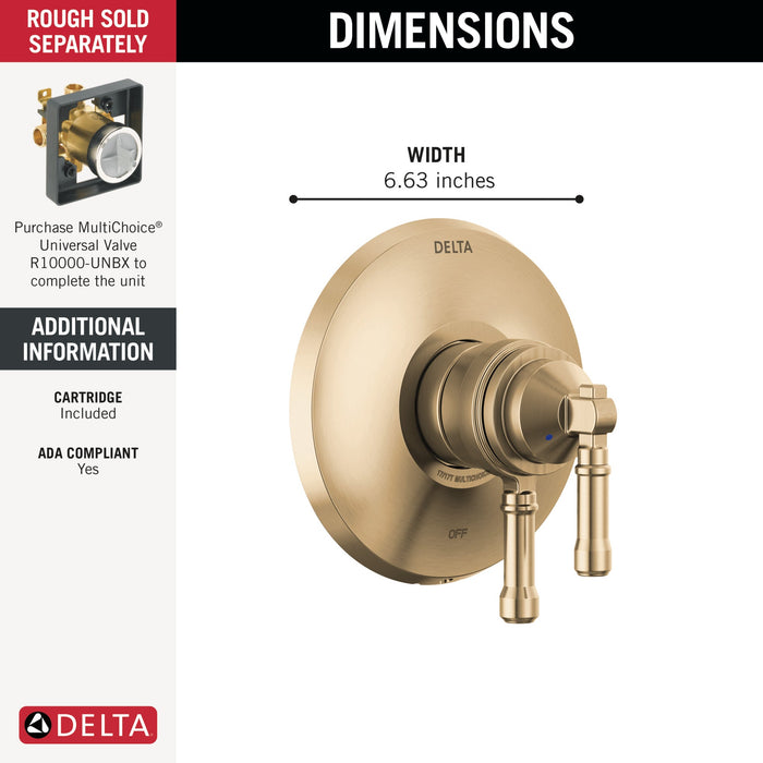 Delta Broderick T17084 17 Series Valve Only Trim, lumicoat champagne bronze - view 2