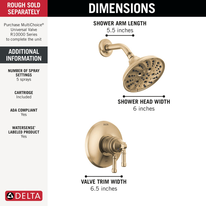Delta Broderick T17284 17 Series Shower Trim, lumicoat champagne bronze - view 2