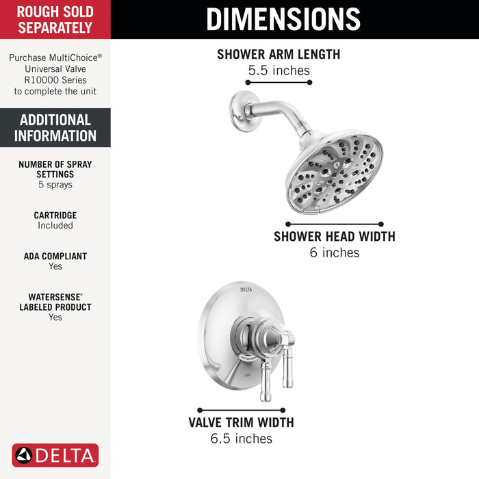 Delta Broderick T17284 17 Series Shower Trim, lumicoat chrome - view 2