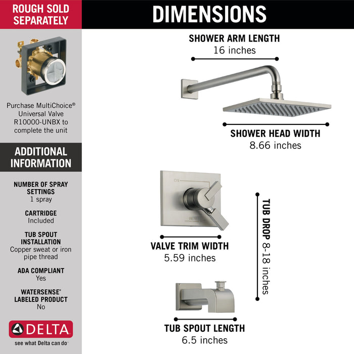 Delta Vero T17453 Monitor 17 Series Tub & Shower Trim, stainless - view 5