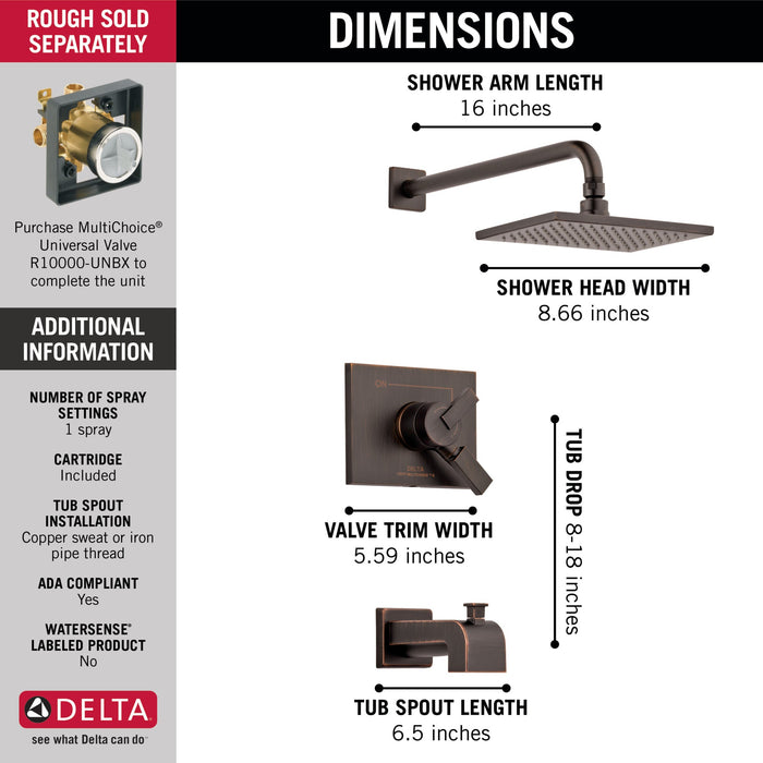 Delta Vero T17453 Monitor 17 Series Tub & Shower Trim, venetian bronze - view 4