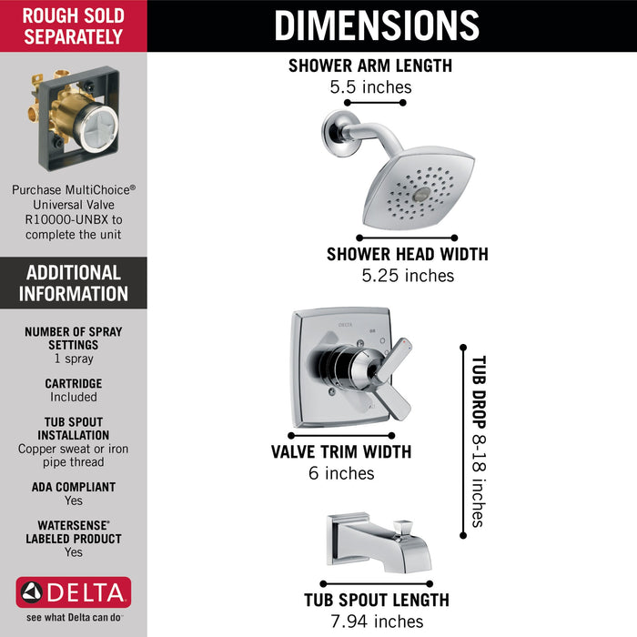 Delta Ashlyn T17464 Monitor 17 Series Tub & Shower Trim, chrome - view 2
