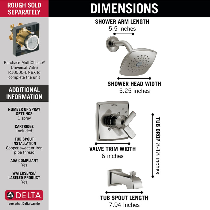 Delta Ashlyn T17464 Monitor 17 Series Tub & Shower Trim, stainless - view 4