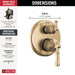 Delta Broderick T24884 14 Series Integrated Diverter Trim 3-Setting, lumicoat champagne bronze - view 2