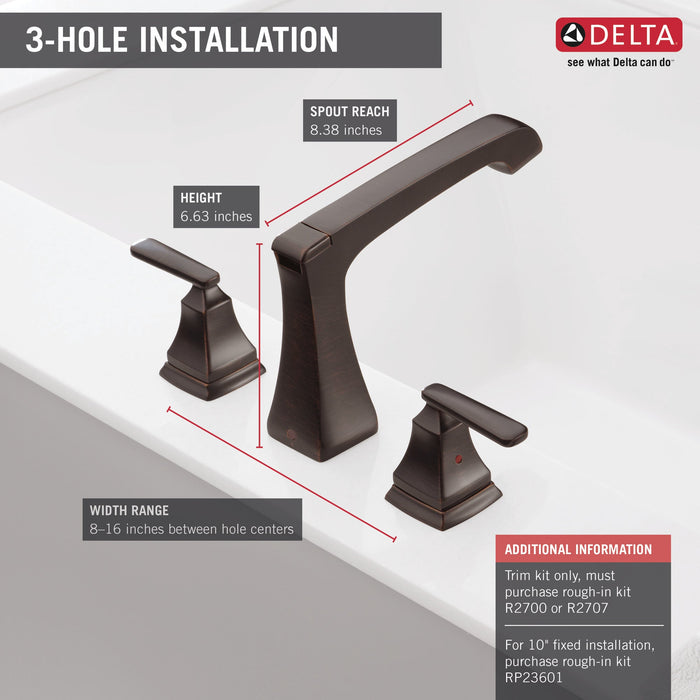 Delta Ashlyn T2764 Roman Tub Trim, venetian bronze - view 4