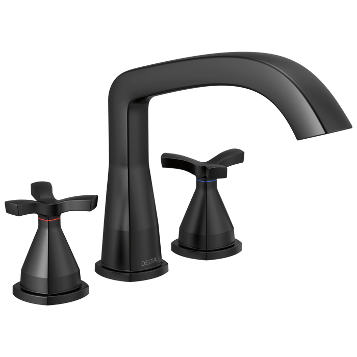 Delta Stryke:T27766 Three Hole Roman Tub Trim, matte black