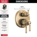 Delta Broderick T27984 17 Series Integrated Diverter Trim 6-Setting, lumicoat champagne bronze - view 2