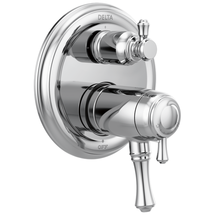 Delta Cassidy T27T897 Traditional 2-Handle TempAssure 17T Series Valve Trim with 3-Setting Integrated Diverter, chrome