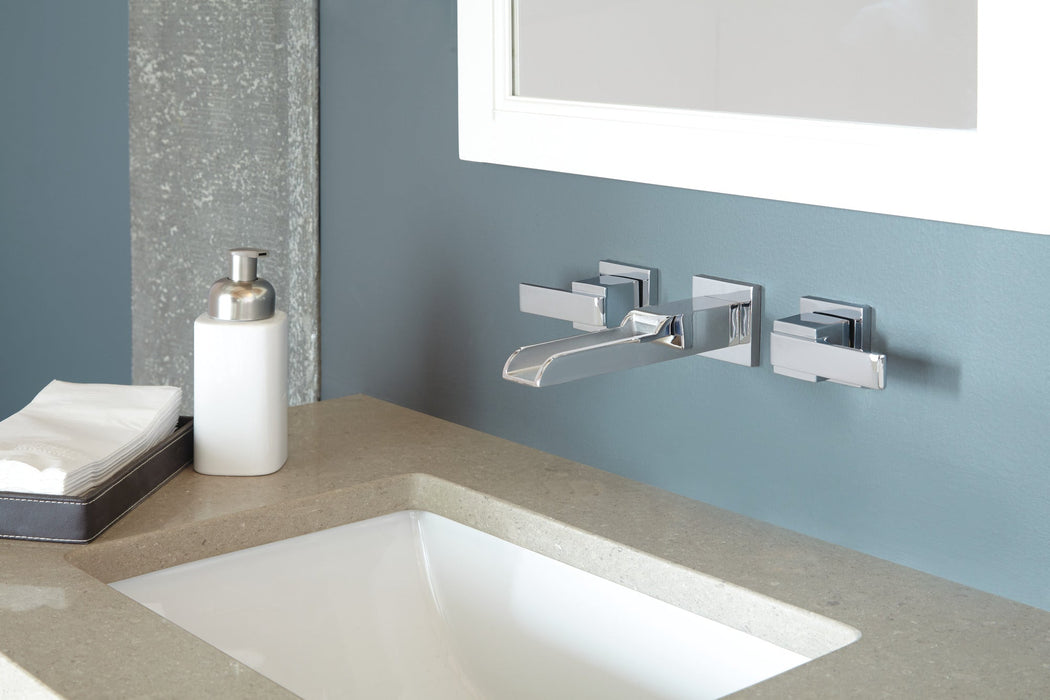 Delta Ara:T3568LF Two Handle Wall Mount Channel Bathroom Faucet Trim, chrome - view 4