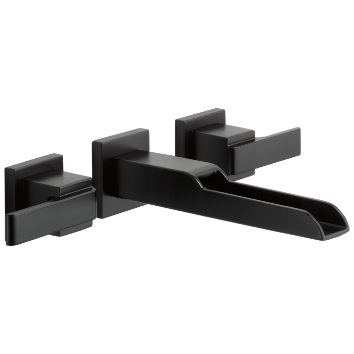 Delta Ara:T3568LF Two Handle Wall Mount Channel Bathroom Faucet Trim, matte black