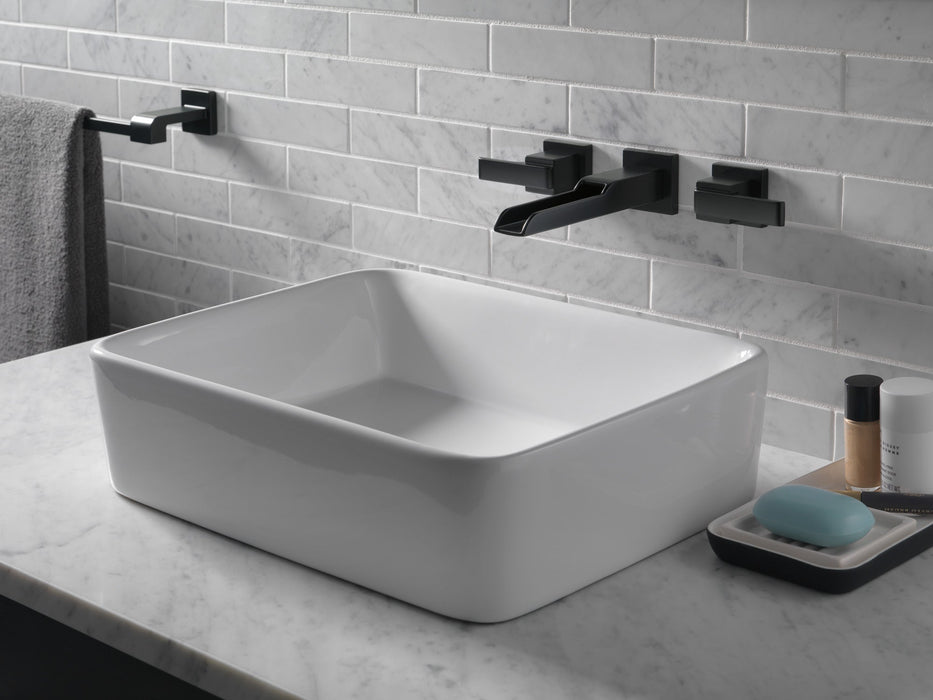 Delta Ara:T3568LF Two Handle Wall Mount Channel Bathroom Faucet Trim, matte black - view 3