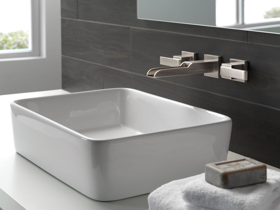 Delta Ara:T3568LF Two Handle Wall Mount Channel Bathroom Faucet Trim, stainless - view 2