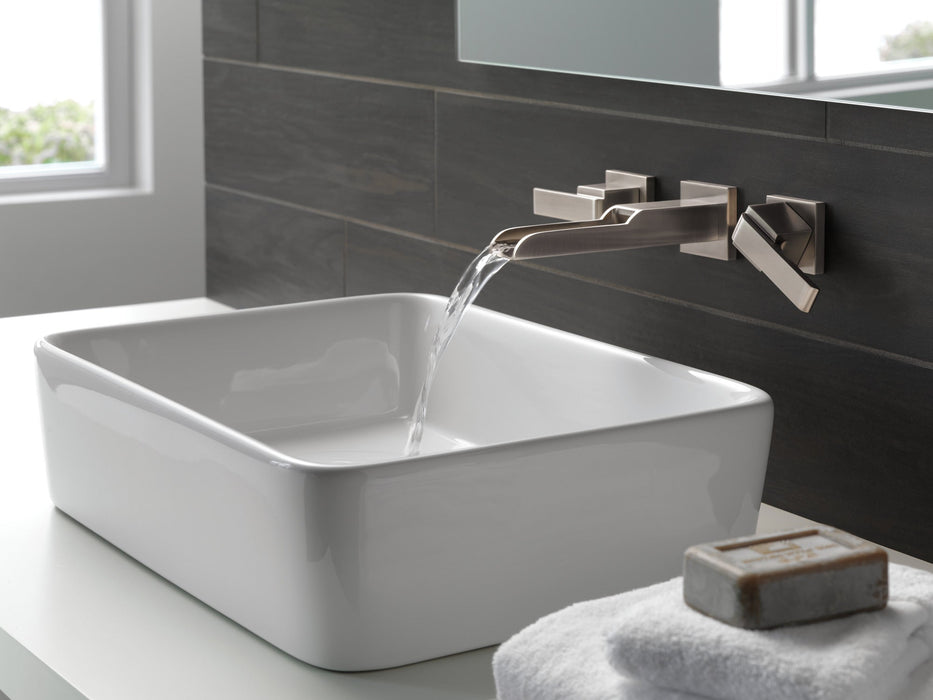 Delta Ara:T3568LF Two Handle Wall Mount Channel Bathroom Faucet Trim, stainless - view 3