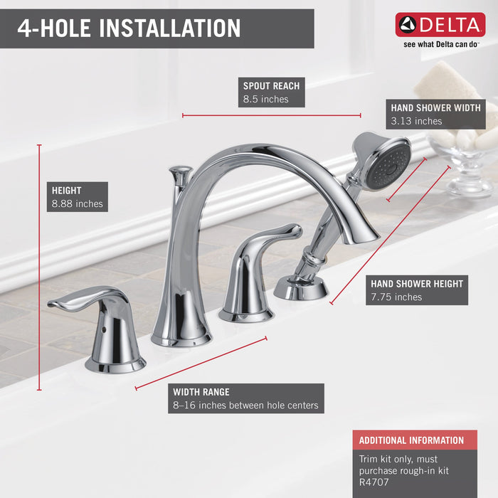 Delta Lahara T4738 Roman Tub with Handshower Trim