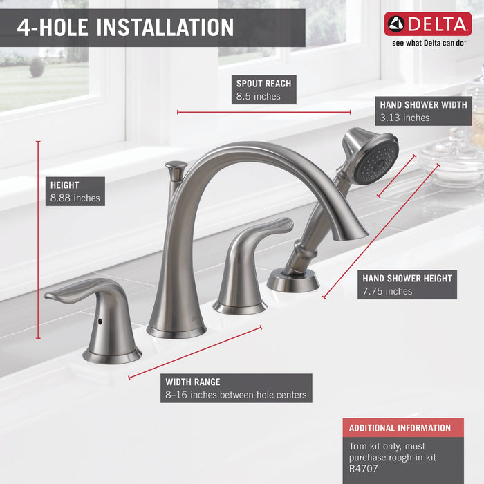 Delta Lahara T4738 Roman Tub with Handshower Trim