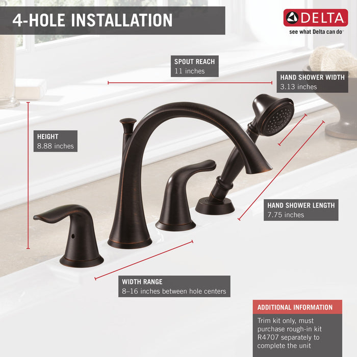 Delta Lahara T4738 Roman Tub with Handshower Trim
