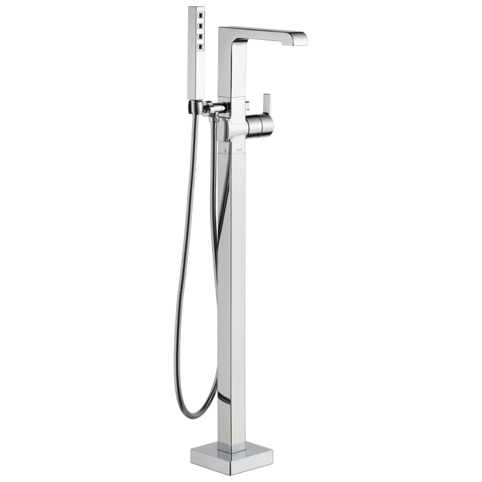 Delta Ara T4767 Single Handle Floor Mount Tub Filler Trim with Hand Shower, chrome