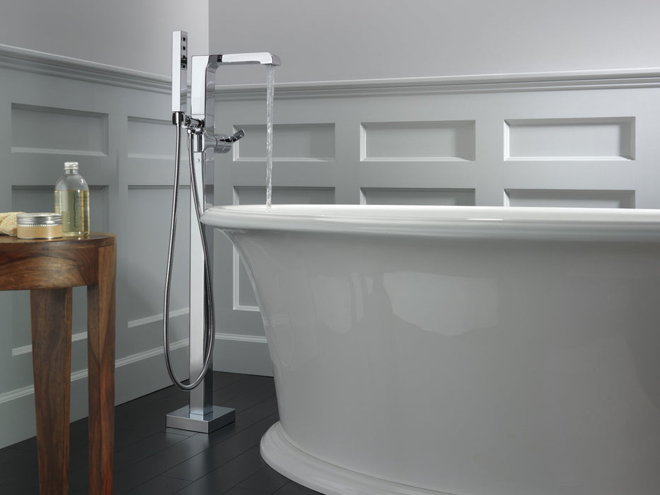 Delta Ara T4767 Single Handle Floor Mount Tub Filler Trim with Hand Shower, chrome - view 2