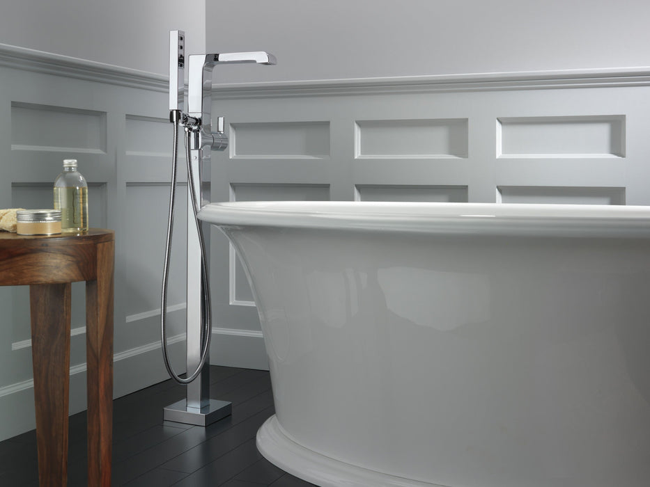 Delta Ara T4767 Single Handle Floor Mount Tub Filler Trim with Hand Shower, chrome - view 3