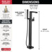 Delta Ara T4767 Single Handle Floor Mount Tub Filler Trim with Hand Shower, matte black - view 4