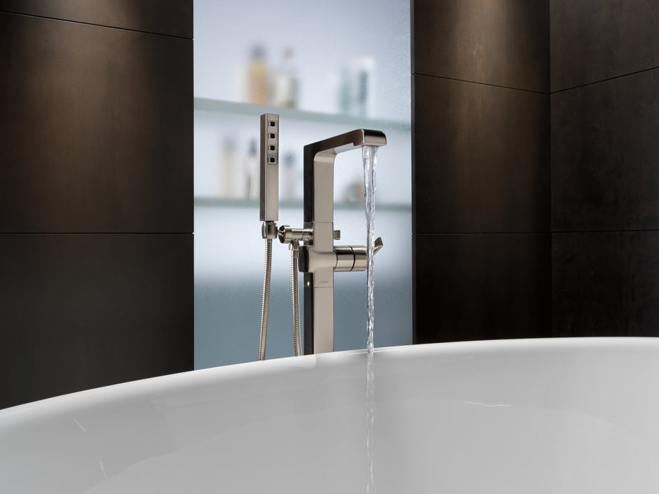 Delta Ara T4767 Single Handle Floor Mount Tub Filler Trim with Hand Shower, stainless - view 2