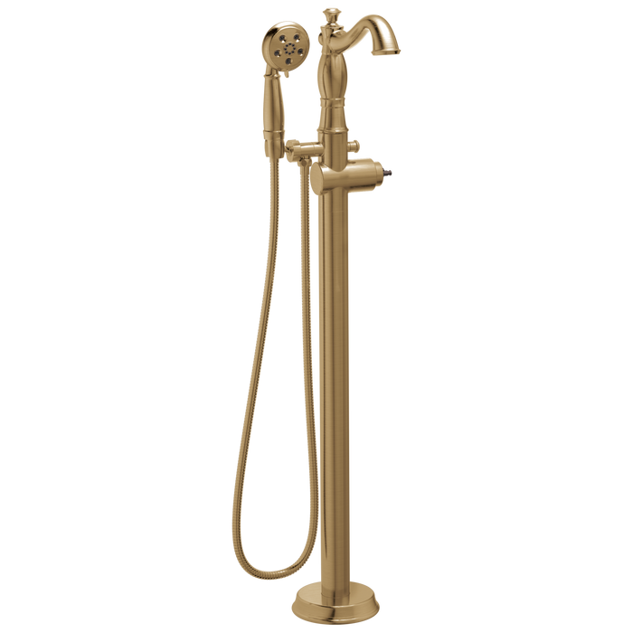 Delta Cassidy T4797 Single Handle Floor Mount Tub Filler Trim with Hand Shower - Less Handle, champagne bronze