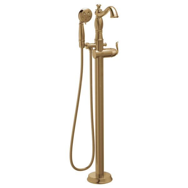 Delta Cassidy T4797 Single Handle Floor Mount Tub Filler Trim with Hand Shower - Less Handle, champagne bronze - view 2