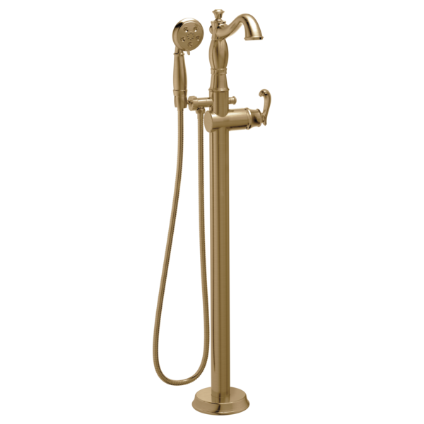 Delta Cassidy T4797 Single Handle Floor Mount Tub Filler Trim with Hand Shower - Less Handle, champagne bronze - view 3