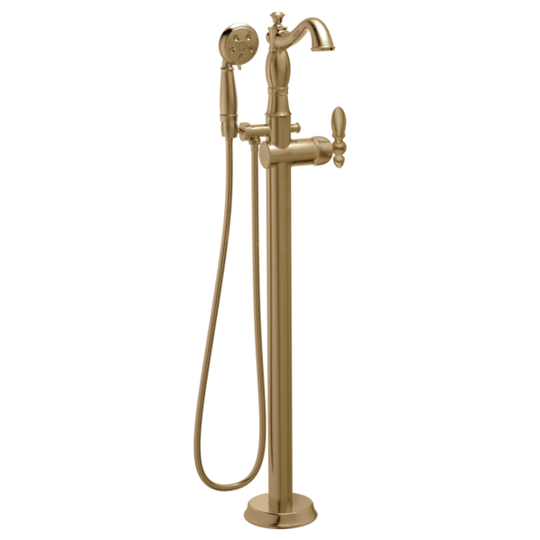 Delta Cassidy T4797 Single Handle Floor Mount Tub Filler Trim with Hand Shower - Less Handle, champagne bronze - view 5