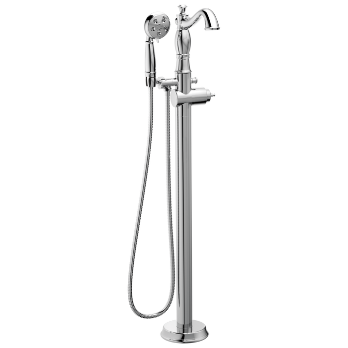 Delta Cassidy T4797 Single Handle Floor Mount Tub Filler Trim with Hand Shower - Less Handle, chrome