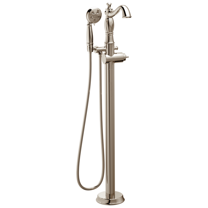 Delta Cassidy T4797 Single Handle Floor Mount Tub Filler Trim with Hand Shower - Less Handle, polished nickel