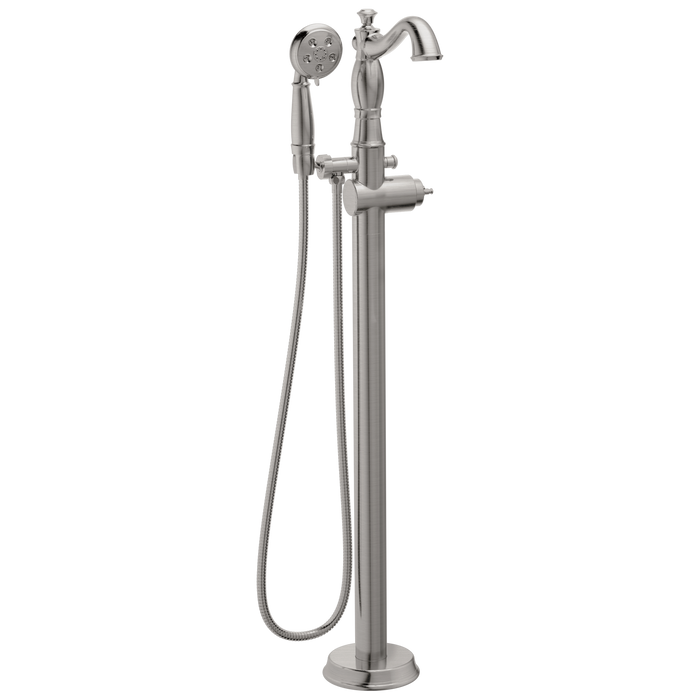 Delta Cassidy T4797 Single Handle Floor Mount Tub Filler Trim with Hand Shower - Less Handle, stainless