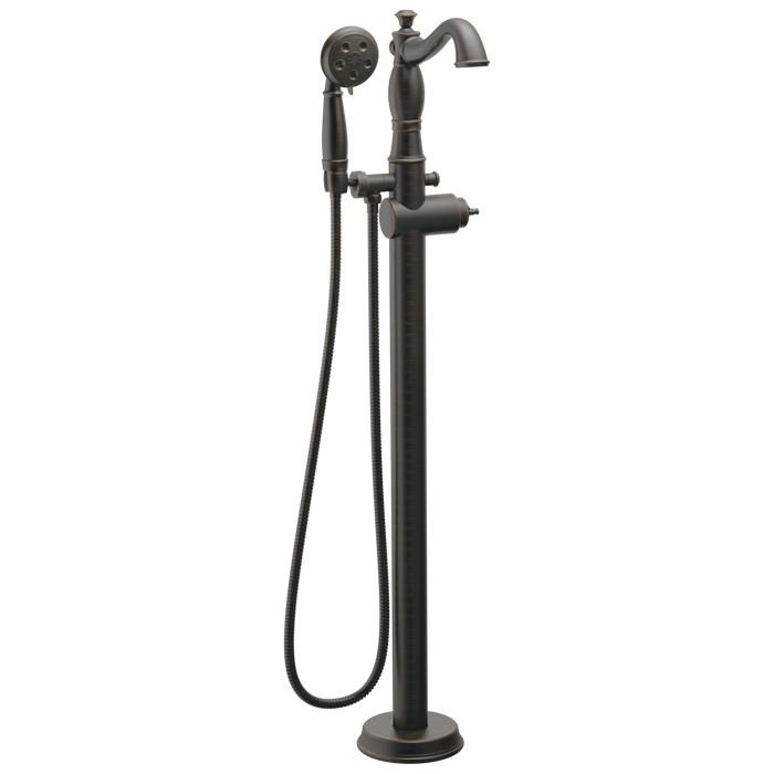 Delta Cassidy T4797 Single Handle Floor Mount Tub Filler Trim with Hand Shower - Less Handle, venetian bronze