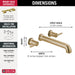 Delta Trinsic T5759 Wall Mounted Tub Filler, champagne bronze - view 5