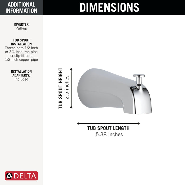 Delta Universal Showering Components U1075 Diverter Tub Spout