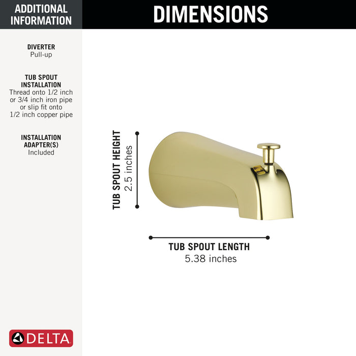 Delta Universal Showering Components U1075 Diverter Tub Spout