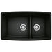 BLANCO 442939 Performa 1-3/4 Double Bowl Kitchen Sink with Low Divide - Coal Black