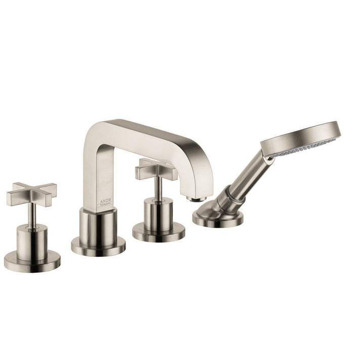 AXOR Citterio 4-Hole Roman Tub Set Trim with Cross Handles and 1.75 GPM Handshower