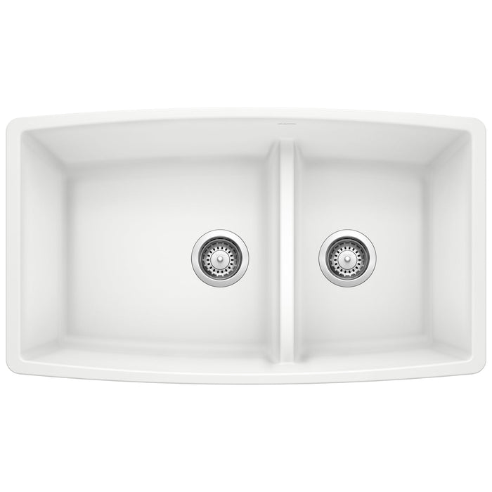 BLANCO 441310 Performa 1-3/4 Double Bowl Kitchen Sink with Low Divide - White