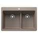 BLANCO Liven SILGRANIT 33" 60/40 Double Bowl Dual Mount Kitchen Sink with Low Divide - Truffle