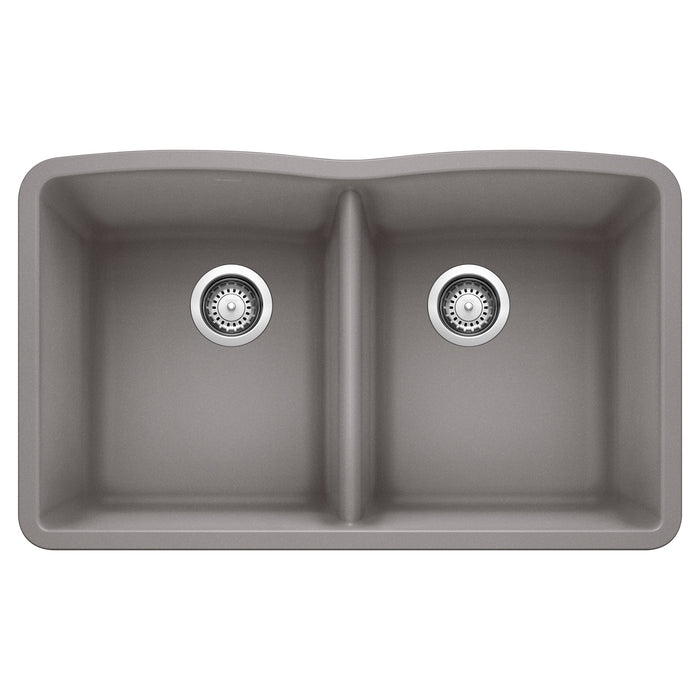 BLANCO 440183 Diamond Equal Double Bowl Kitchen Sink - Metallic Gray