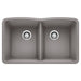 BLANCO 440183 Diamond Equal Double Bowl Kitchen Sink - Metallic Gray