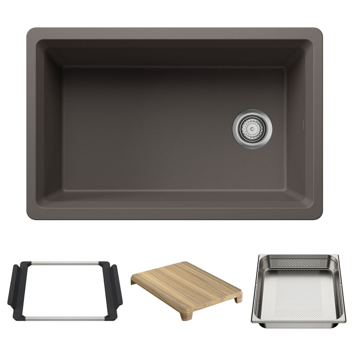 BLANCO Inteos SILGRANIT 30" Single Bowl Reversible Undermount Workstation Kitchen Sink - Volcano Gray