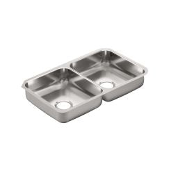 Moen G20214 2000 Series 31 - 1/4" x 18" Stainless Steel 20 Gauge Double Bowl Sink with Drop - In in Satin Stainless