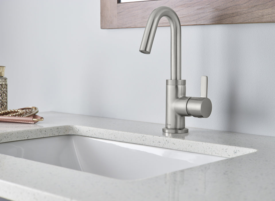 Gerber D222530 Amalfi 1H Lavatory Faucet Single Hole Mount w/ 50/50 Touch Down Drain & Optional Deck Plate Included 1.2gpm Brushed Nickel - Brushed Nickel