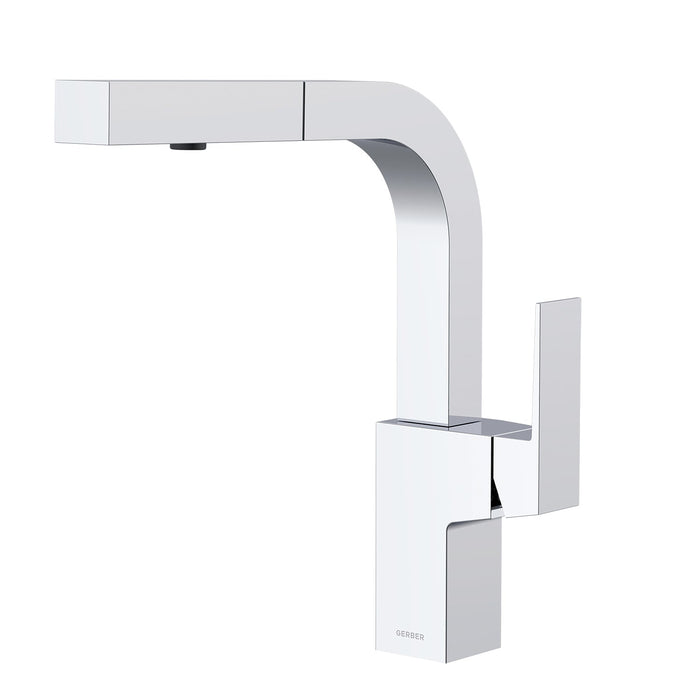 Gerber D404562 Mid-Town Trim Line 1H Pull-Out Kitchen Faucet w/ SnapBack Retraction 1.75gpm Chrome - Chrome